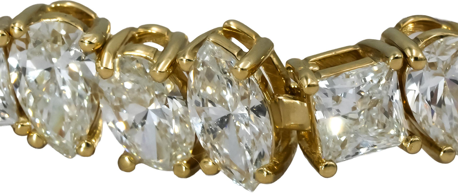 14k Yellow Gold Mixed Cut Lab-Grown Diamond Link Bracelet 16.71CT