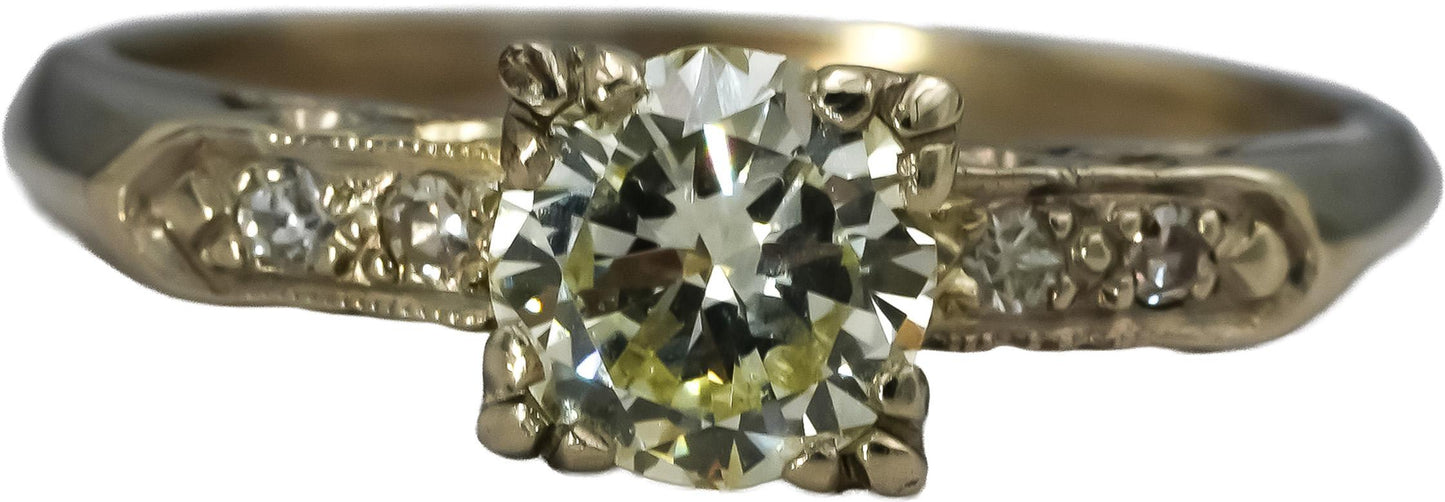Vintage Antique 14k White Gold Diamond Ring 0.80CT w/ .75CT Center Size 7.5