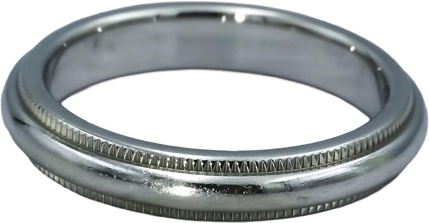 TIFFANY & CO. Platinum 3.0mm Wide Milgrain Edge Band Ring Size 4.5