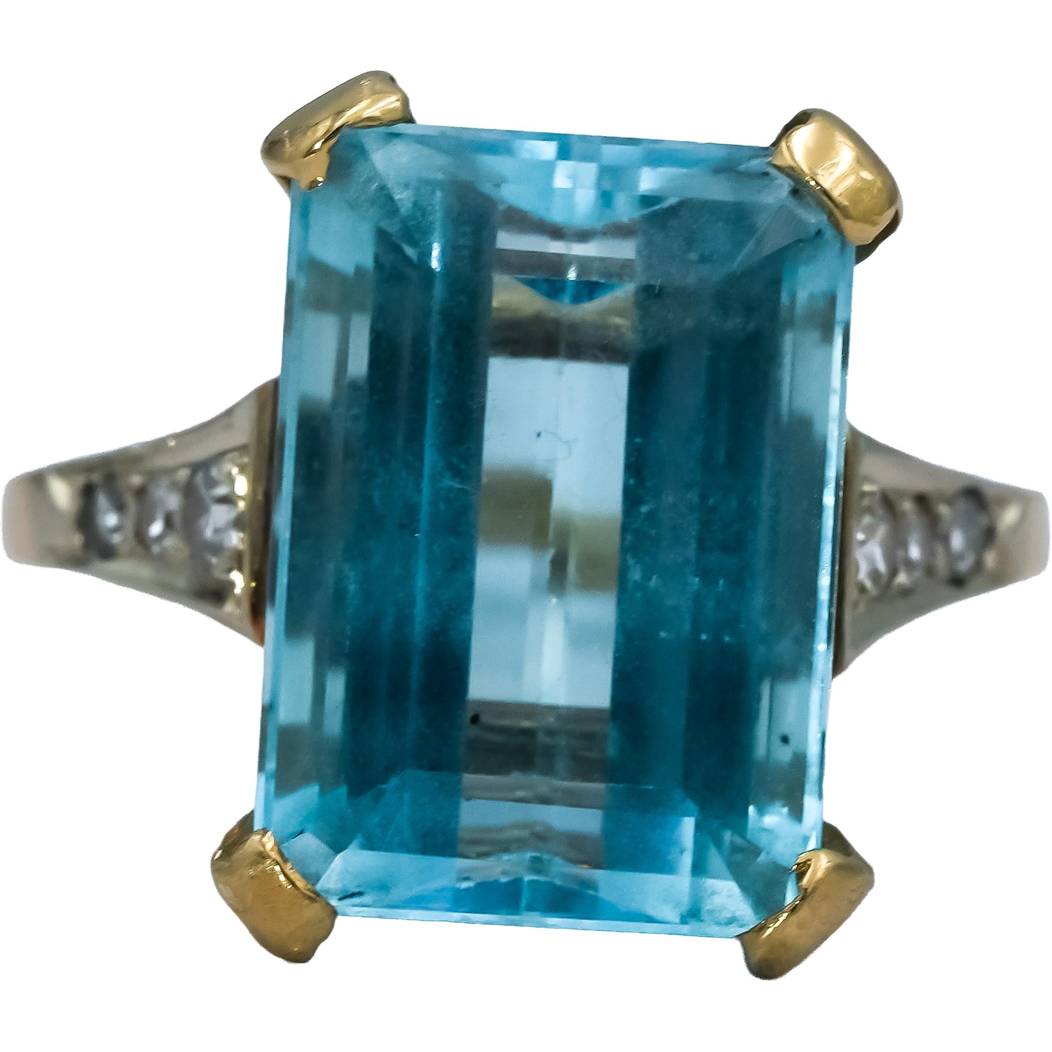 Vintage 14k Yellow Gold Topaz and Diamond Cocktail Ring 8.10CT Size 5.5