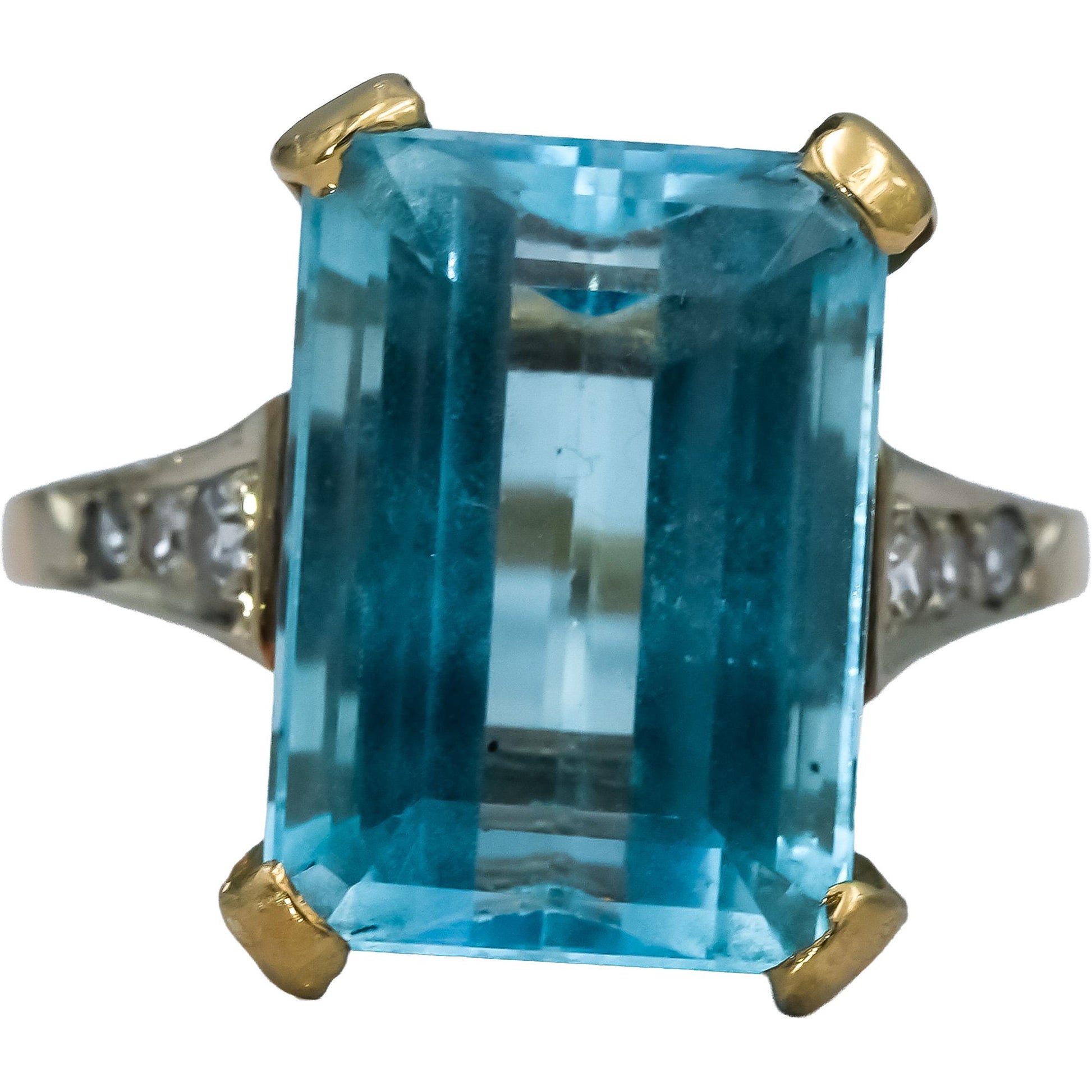 Vintage 14k Yellow Gold Topaz and Diamond Cocktail Ring 8.10CT Size 5.5