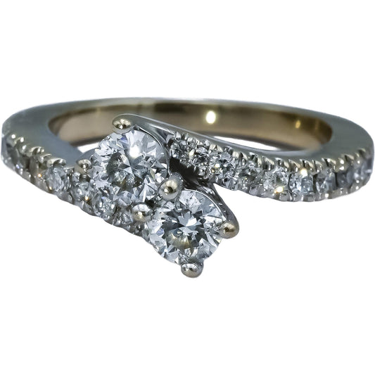 14k White Gold Round Diamond Bypass Ring 0.75CT Size 4