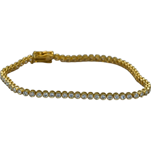 14k Yellow Gold VS Round Bezel Set Diamond Tennis Bracelet 2.36CT