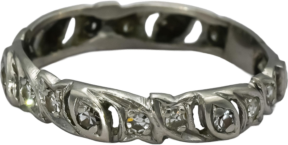 Vintage Art Deco Platinum VS Single Cut Diamond Band Ring 0.25CT Size 9.25