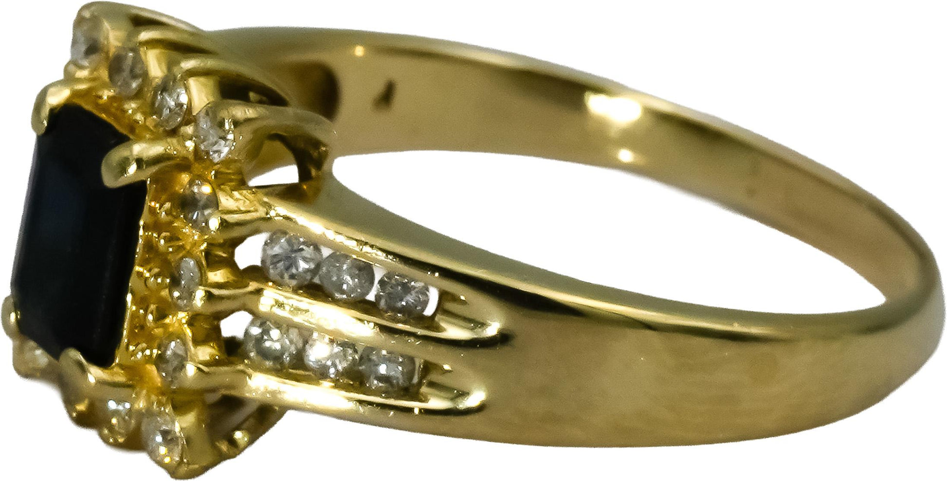 14K Yellow Gold Diamond and Sapphire Cocktail Ring 1.30CT Size 9.75