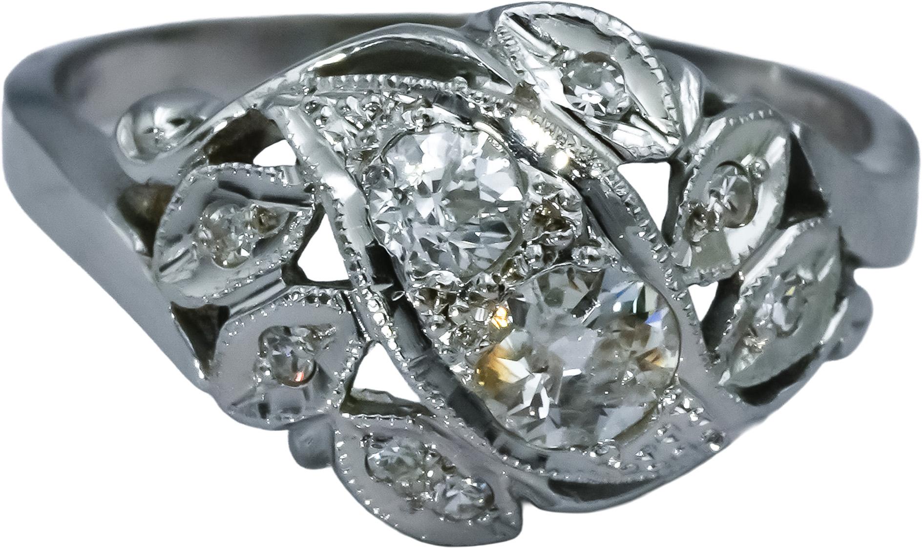 Vintage Antique 14k White Gold Round Diamond Ring 0.75CT Size 8.75