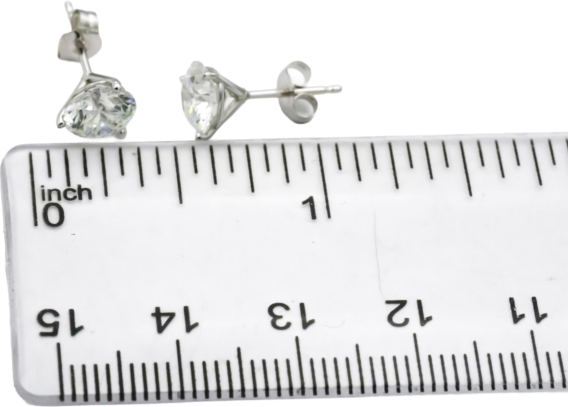 14k White Gold Round Lab-Grown Diamond Martini Setting Stud Earrings 2.01CT