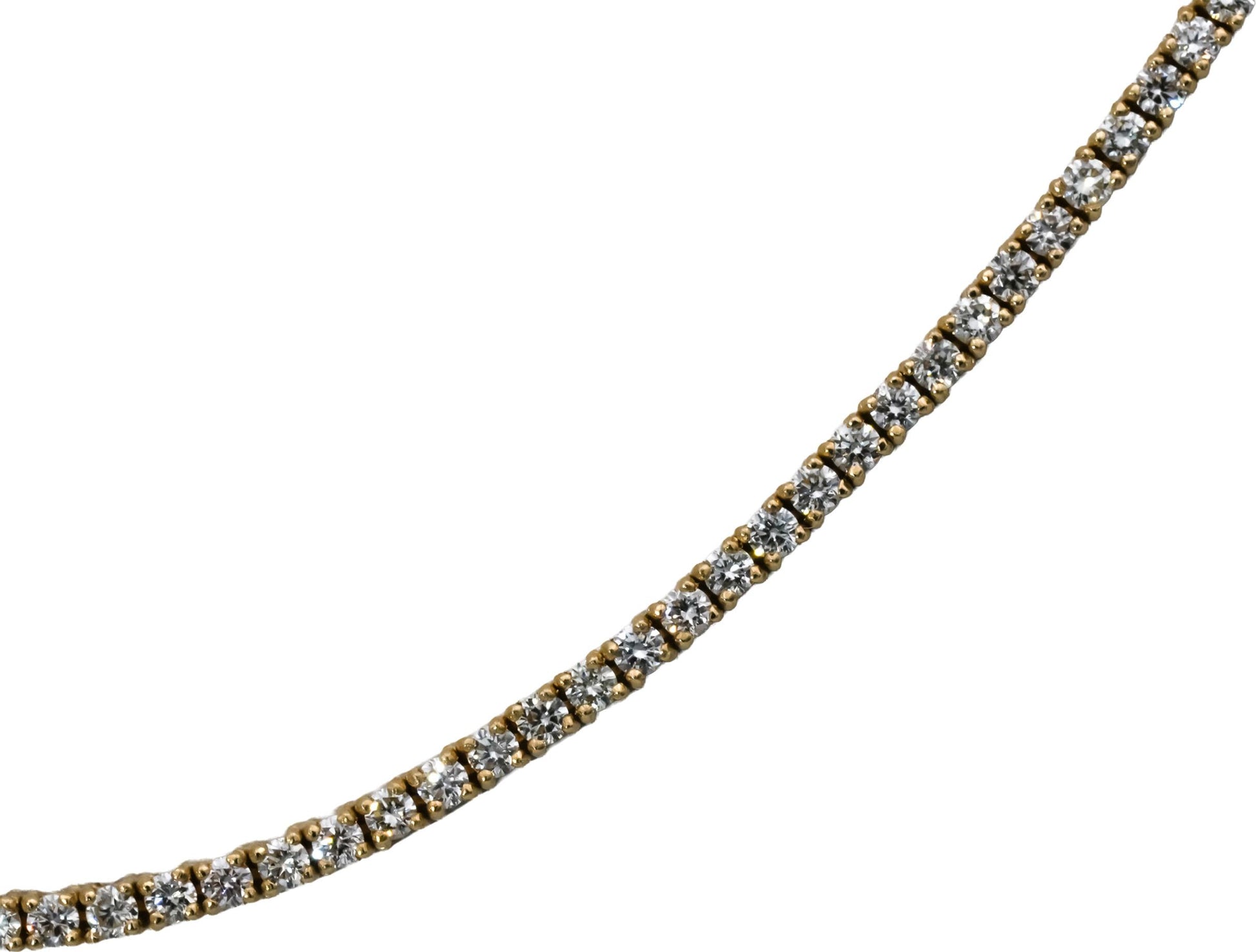 14k Yellow Gold VS Round Diamond Tennis Necklace 5.82CT