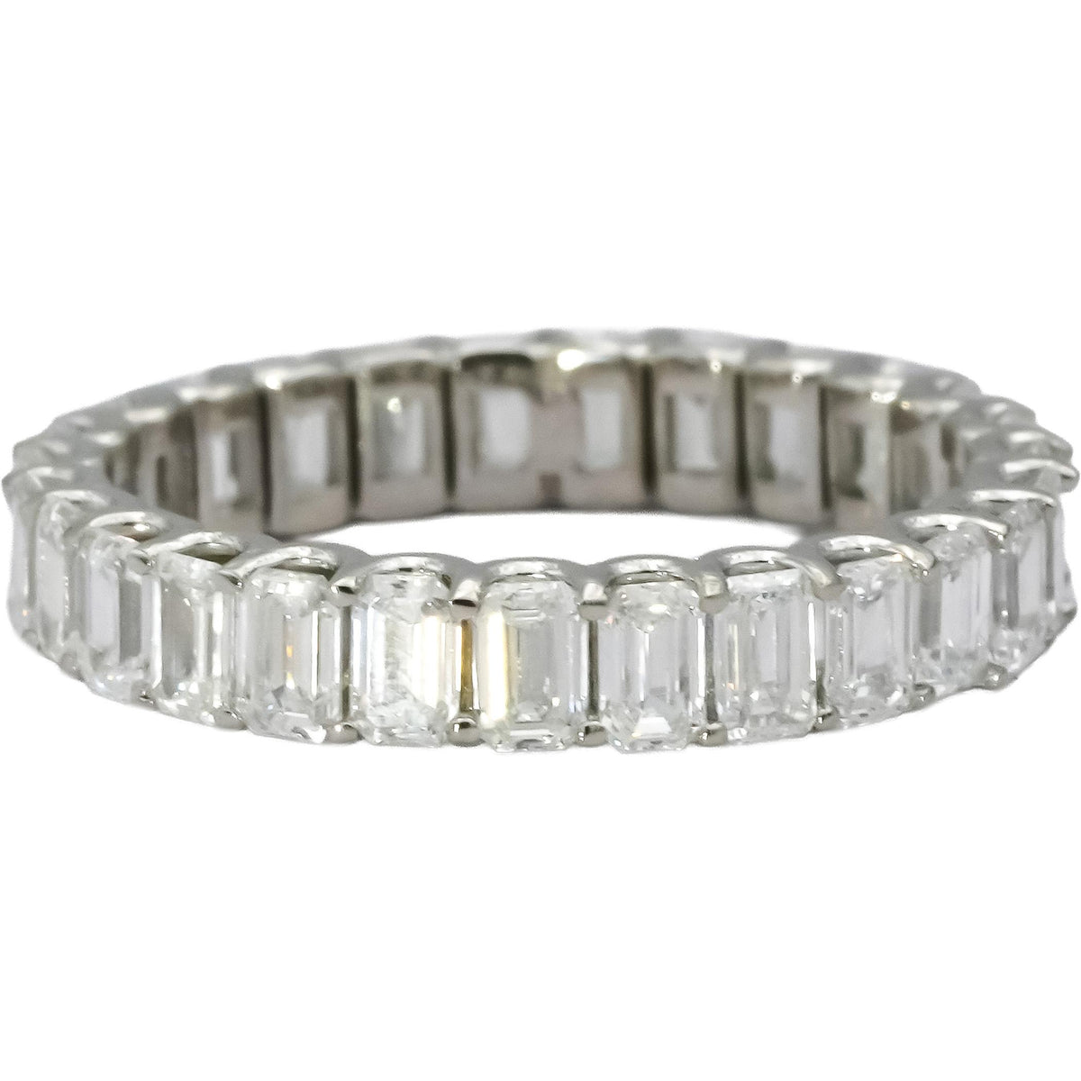 14k White Gold VS Emerald Cut Diamond Eternity Band Ring 3.09CT Size 6.5
