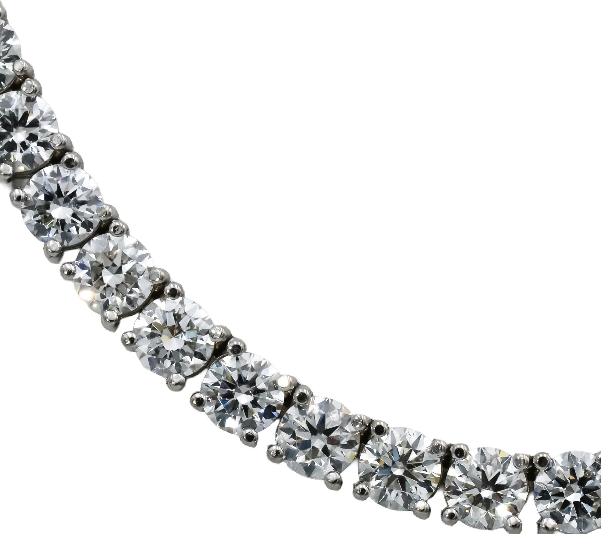 14k White Gold VS Round Natural Diamond Tennis Necklace 30.29CT