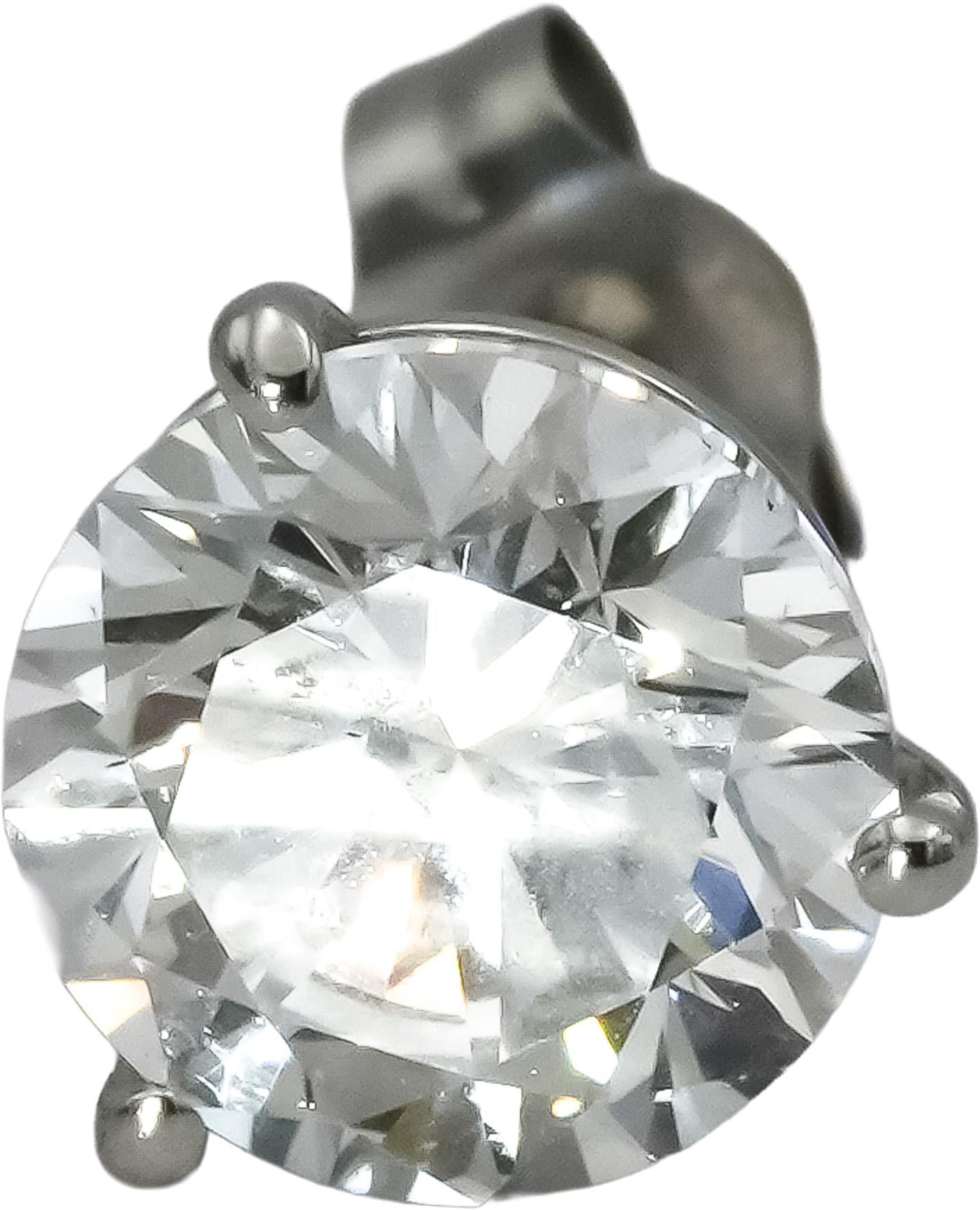 14K White Gold VS Round Lab-Grown Martini Setting Stud Earrings 3.11CT