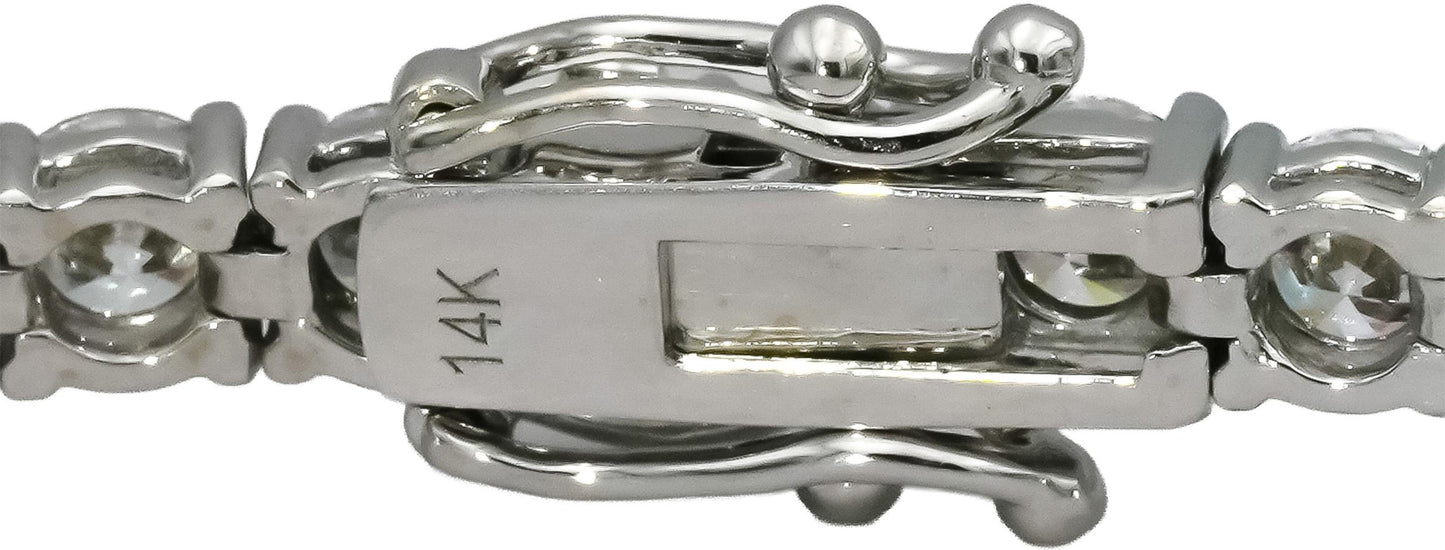 14k White Gold VS Round Lab-Grown Diamond Tennis Bracelet 9.45CT