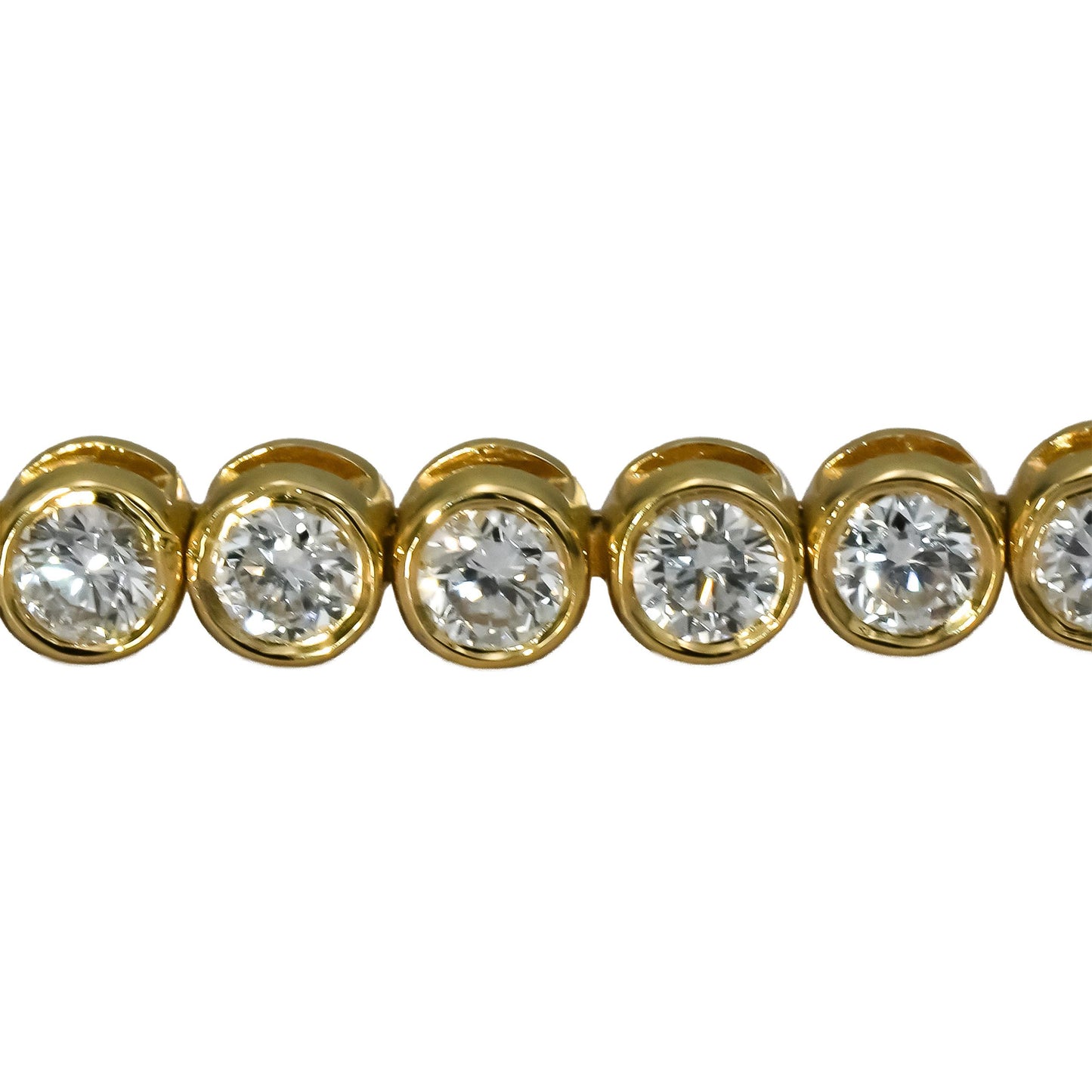 14k Yellow Gold VS Round Bezel Set Diamond Tennis Bracelet 1.94CT