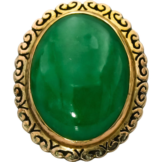 Vintage Antique 14k Yellow Gold Cabochon Jadeite Jade Ring Size 6.5