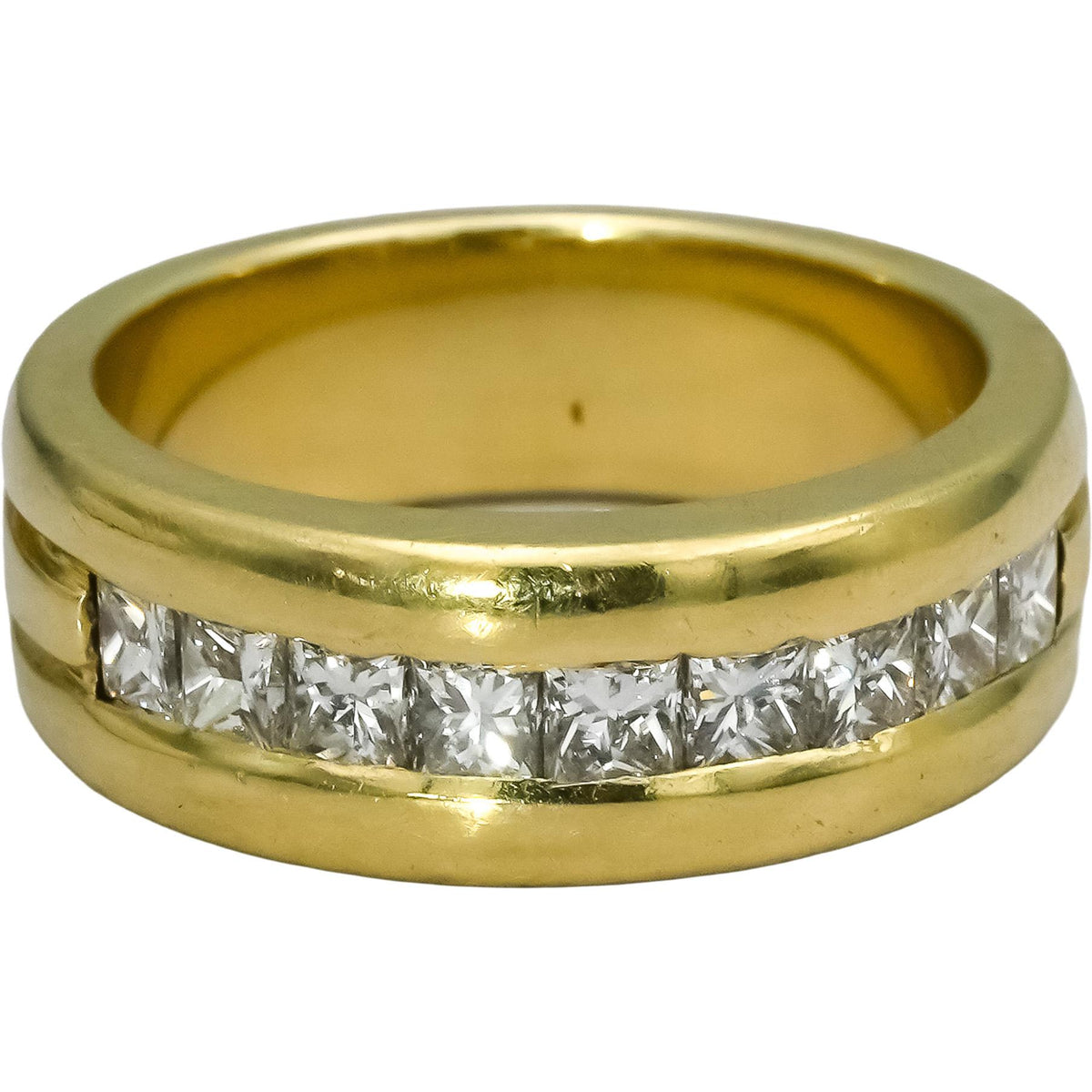 14k Yellow Gold VS Princess Cut Channel Set Diamond Band Ring 1.0CT Size 7