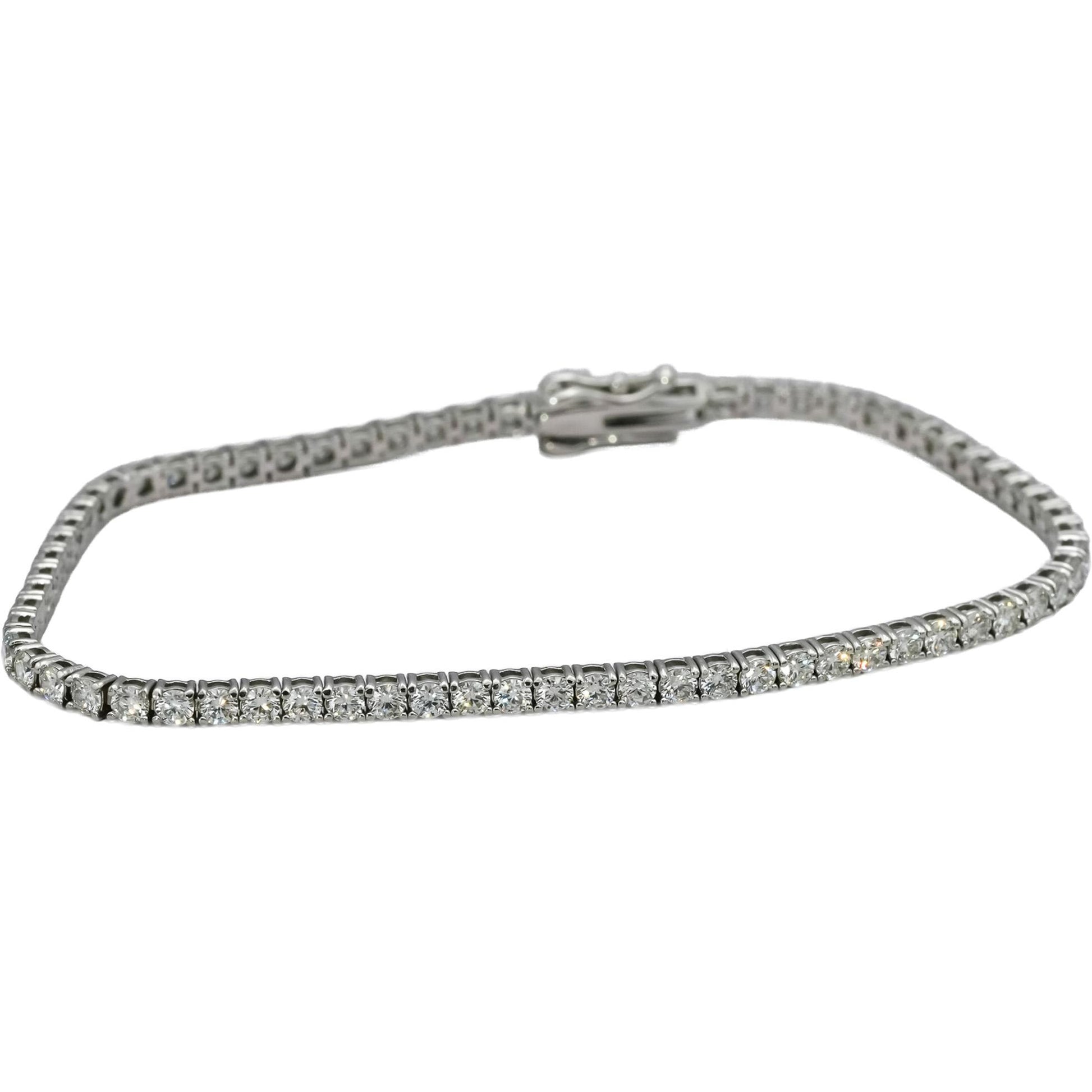 14k White Gold VS Round Natural Diamond Tennis Bracelet 3.51CT