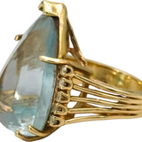 Retro 14k Yellow Gold Aquamarine and Diamond Cocktail Ring 18.33CT Size 6