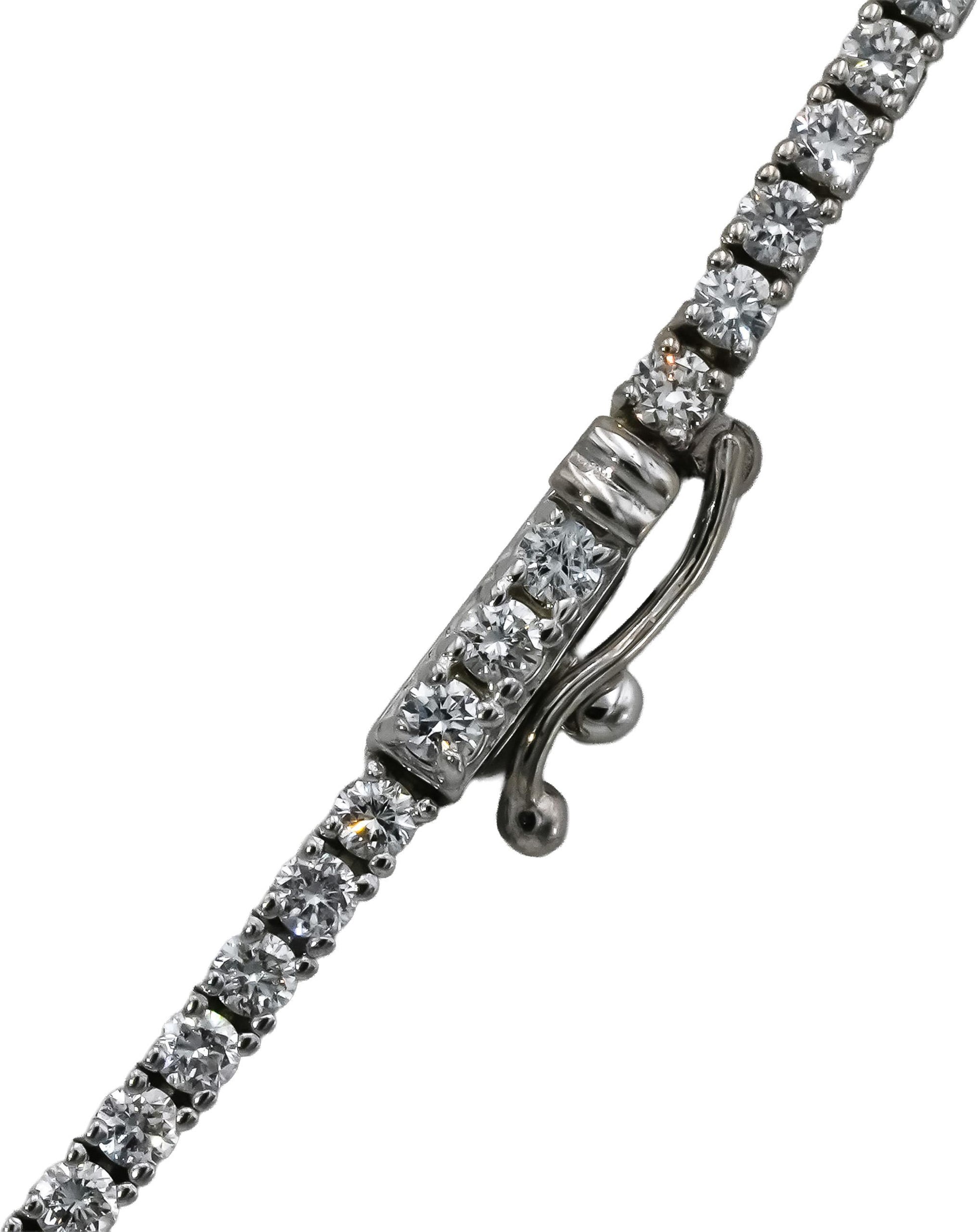 14k White Gold VS Round Natural Diamond Tennis Necklace 5.48CT