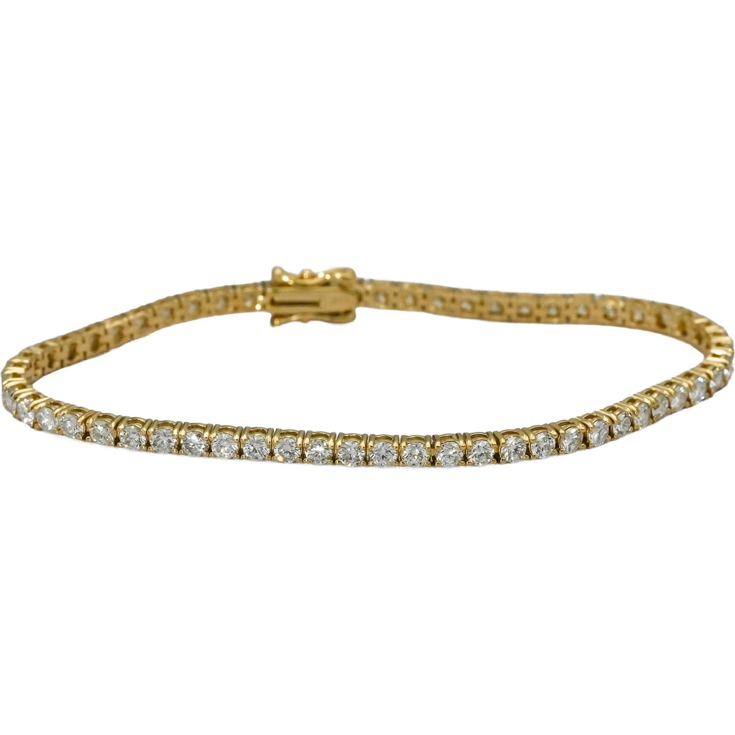 14k Yellow Gold VS Round Natural Diamond Tennis Bracelet 4.55CT