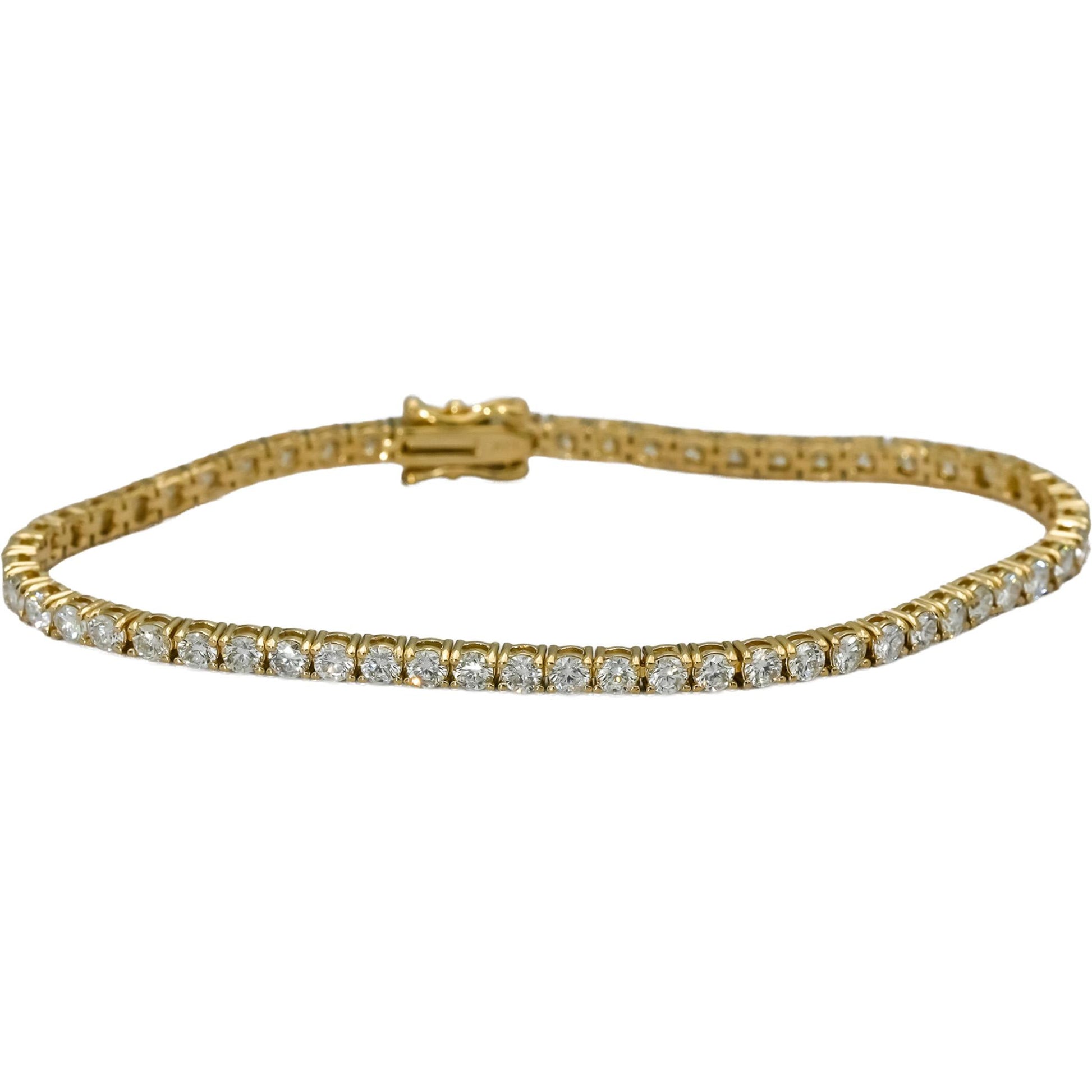 14k Yellow Gold VS Round Natural Diamond Tennis Bracelet 4.55CT