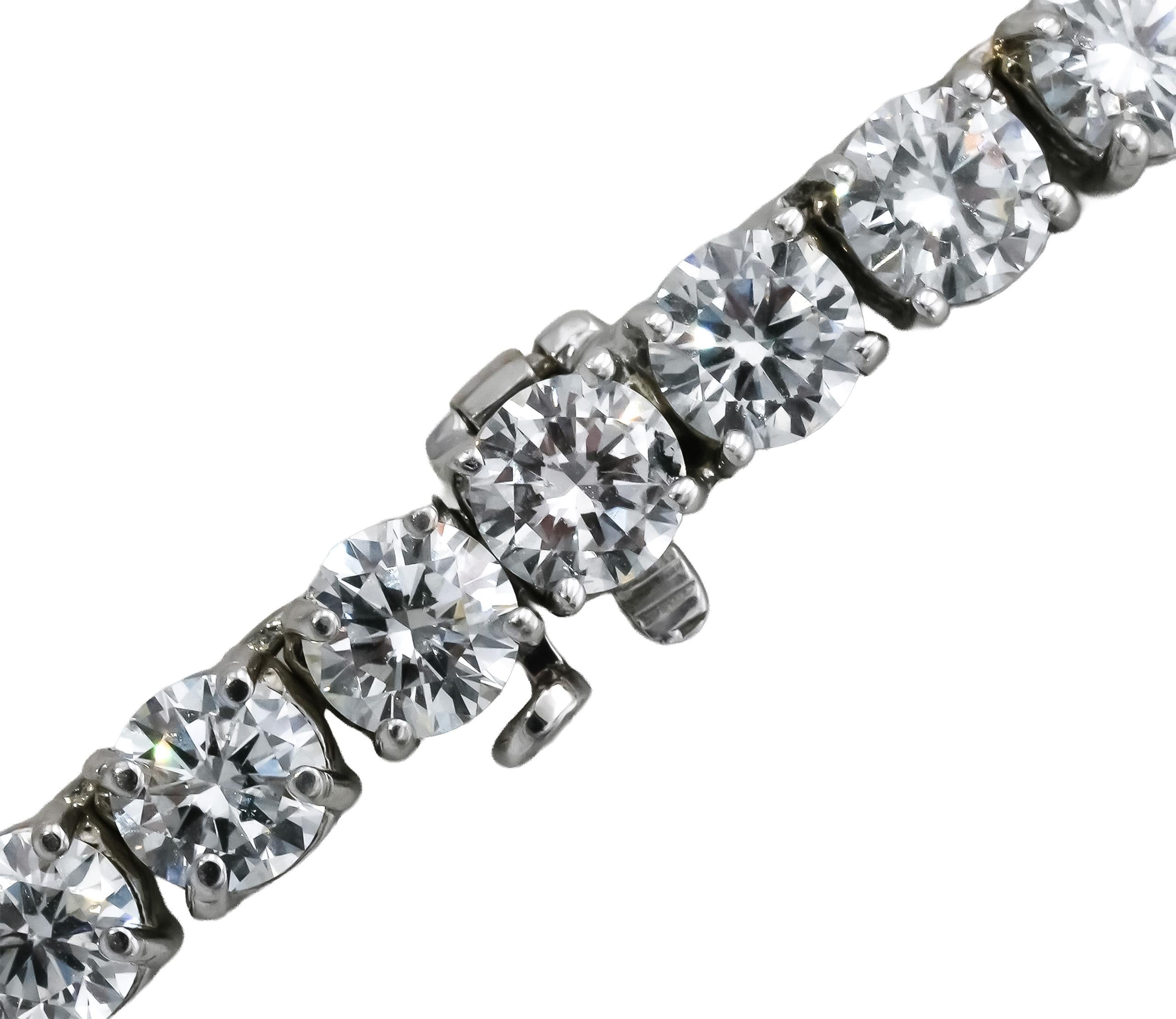 14k White Gold VS Round Lab-Grown Diamond Tennis Necklace 61.24CT