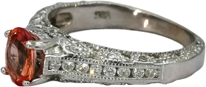 14k White Gold Diamond and Sapphire Filigree Ring 1.44CT Size 6.75