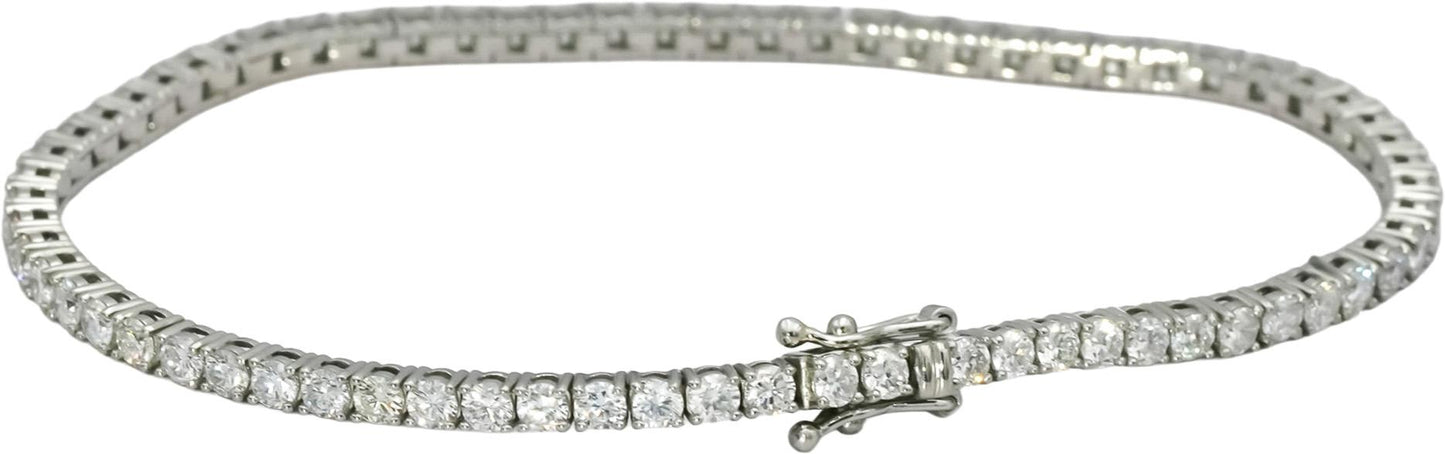 Platinum Round Natural Diamond Tennis Bracelet 3.97CT