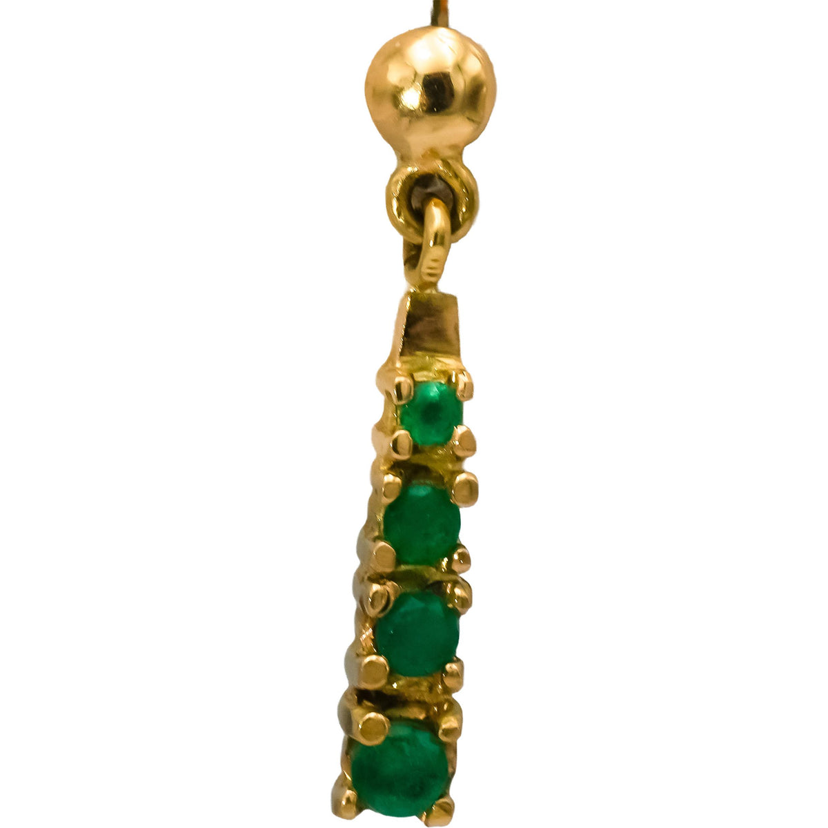 18k Yellow Gold Round Emerald Drop Dangle Earrings 0.33CT