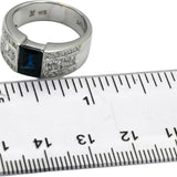 LE VIAN 18k White Gold Diamond and Sapphire Cocktail Ring 2.50CT Size 6.5
