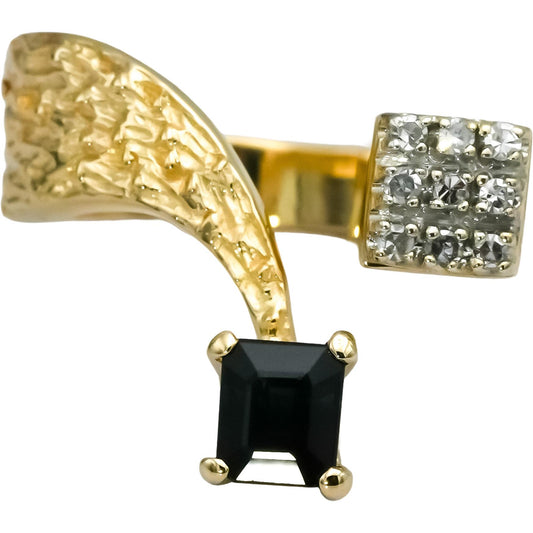 14k Yellow Gold Diamond and Sapphire Cuff Ring 1.20CT Size 6.75