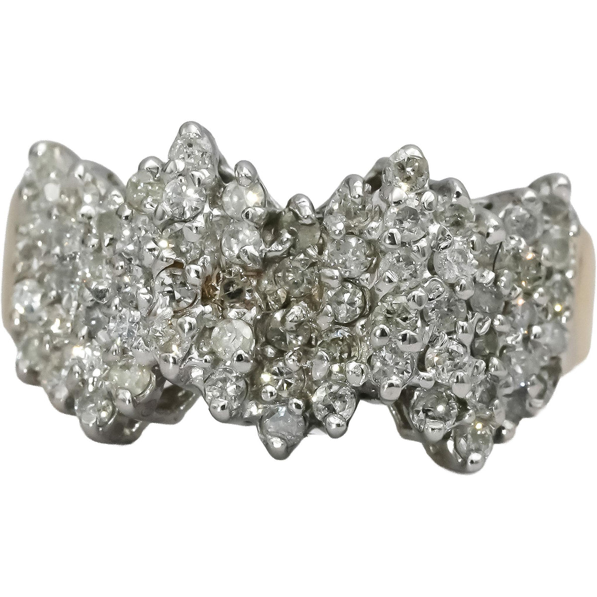 14k Yellow White Gold Round Diamond Cluster Cocktail Ring 1.25CT Size 9