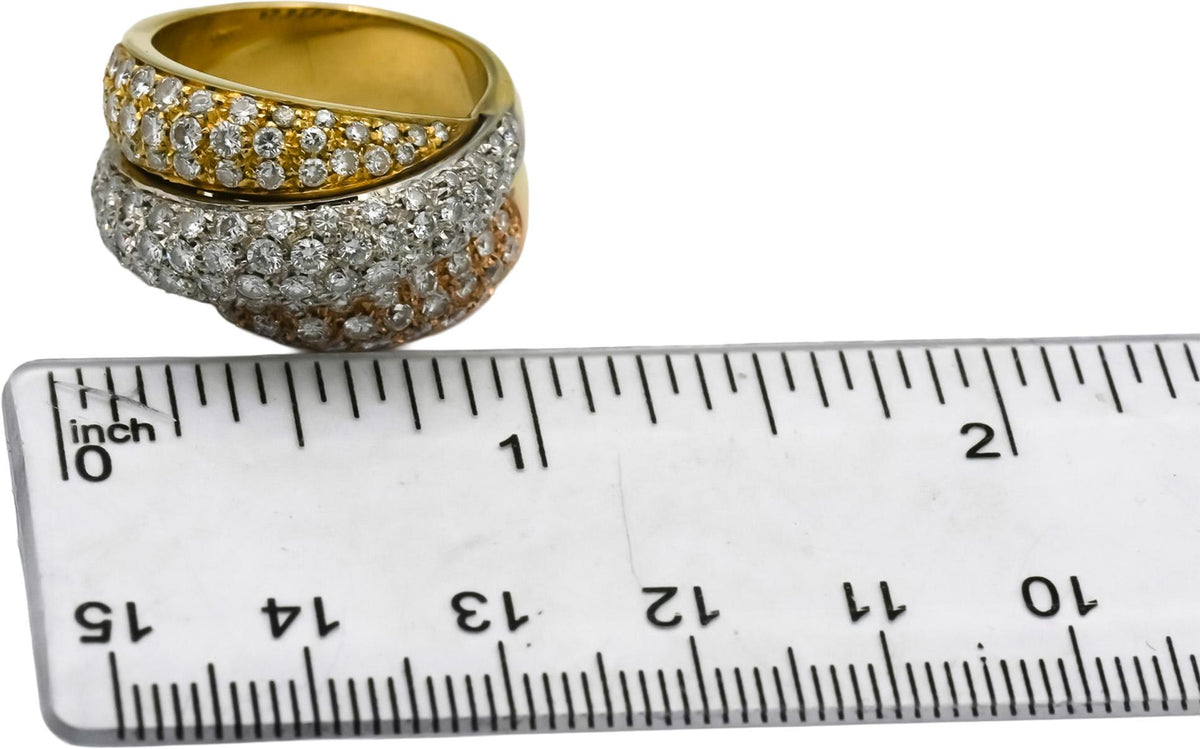 18k Yellow White Gold VS Round Diamond Pave Crossover Ring 3.0CT Size 7