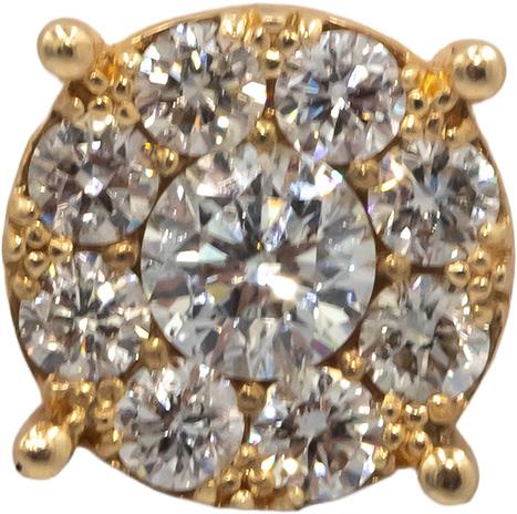 14k Yellow Gold Diamond Round Cluster Stud Earrings 1.74CT w/ 2 x 0.36CT Centers