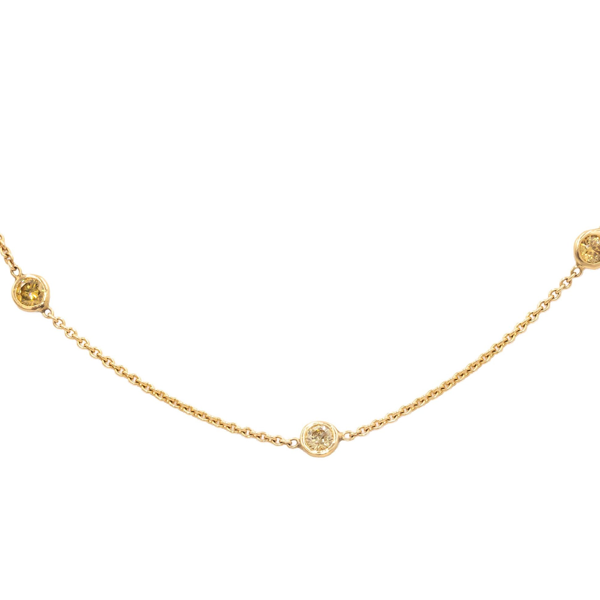 14k Yellow Gold 1.06CT Light Fancy Yellow Diamond By The Yard Chain Necklace