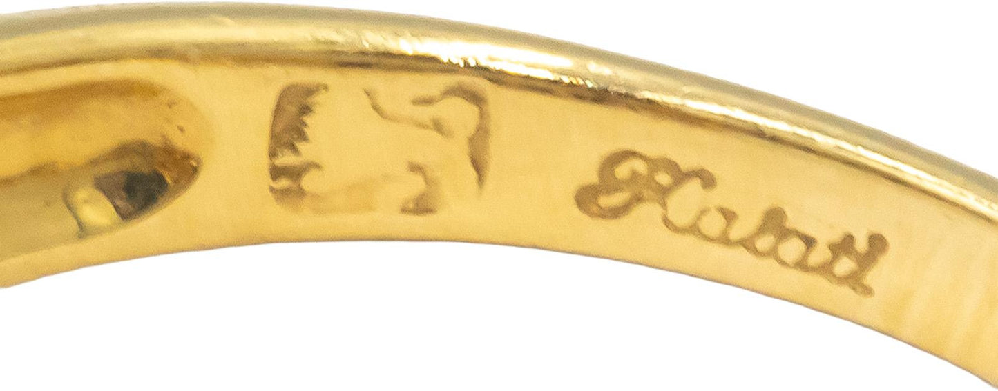 KALATI 18k Yellow Gold Diamond and Sapphire Band Ring 0.54CT Size 6.5