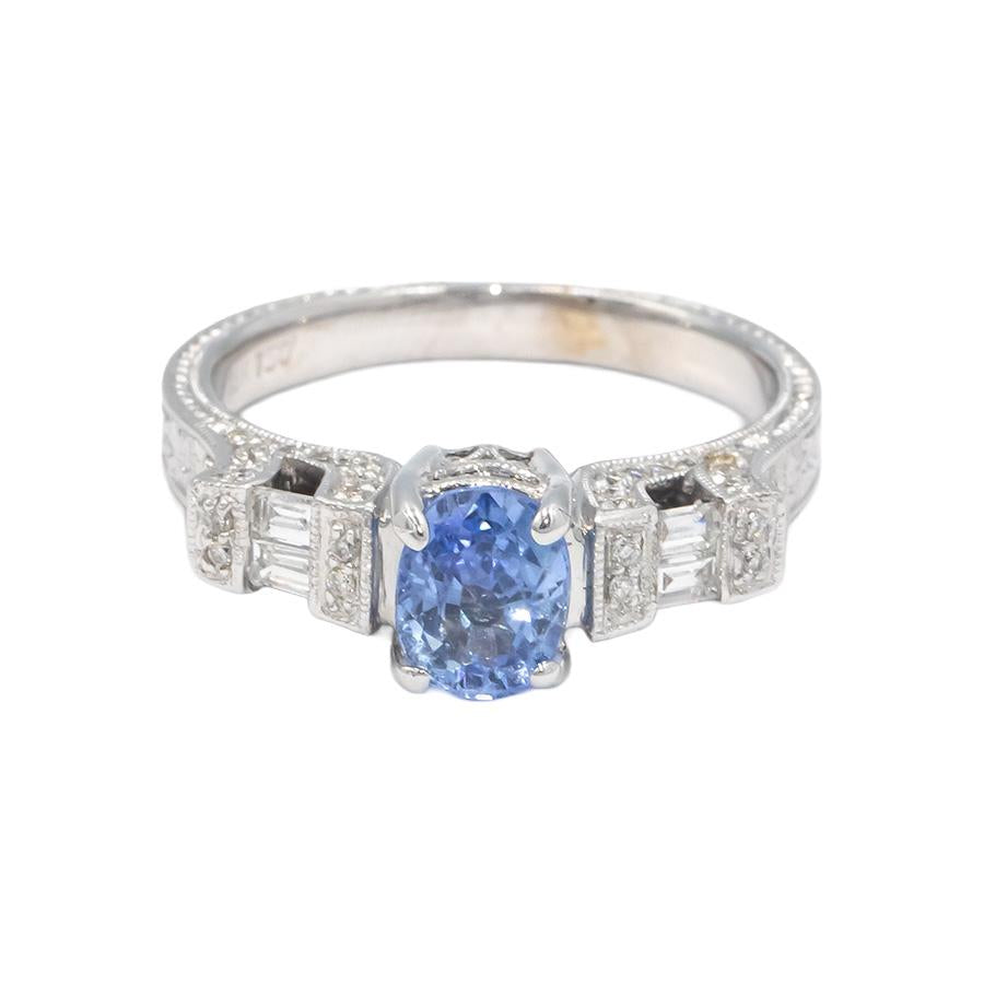 18k White Gold 1.05CT VS Diamond and Tanzanite Cocktail Ring Size 7