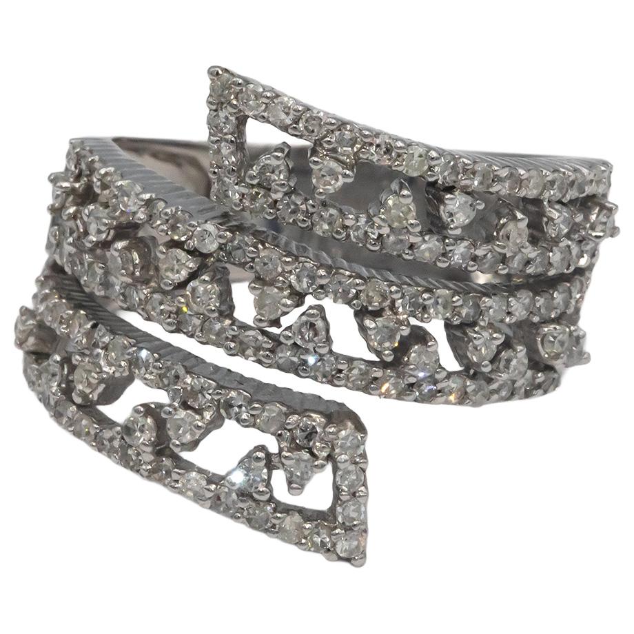 14k White Gold Round Diamond Wrap Around Coil Ring 1.0CT Size 7