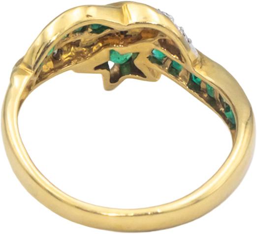 KALATI Designer 18k Gold 0.58CT Diamond and Emerald Star Band Ring Size 5.75