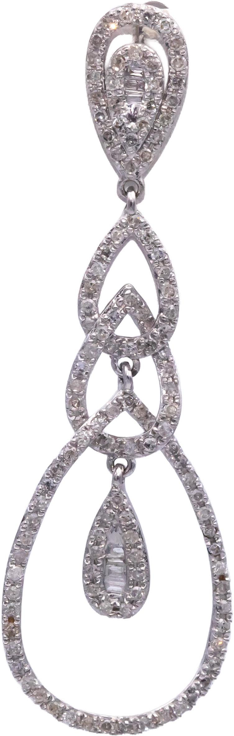 10k White Gold 1.0CT Round Cut Diamond Air Balloon Drop Dangle Earrings
