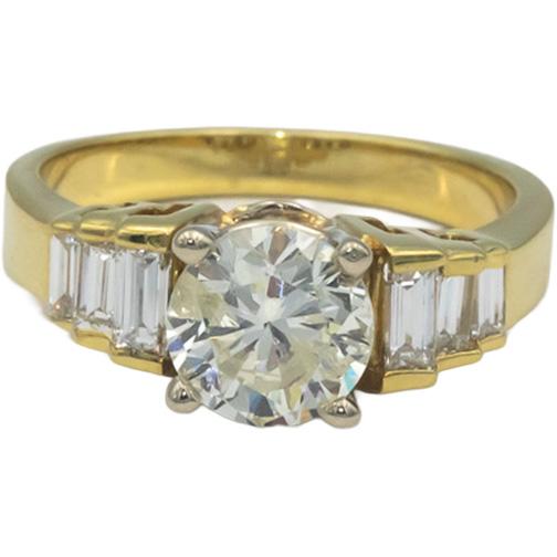 18k Yellow Gold 2.20CT Diamond Engagement Ring w/ 1.70CT Center Size 7.5