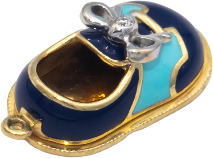 AARON BASHA 18k Yellow Gold Enamel Shoe Charm w/ Diamond Accent