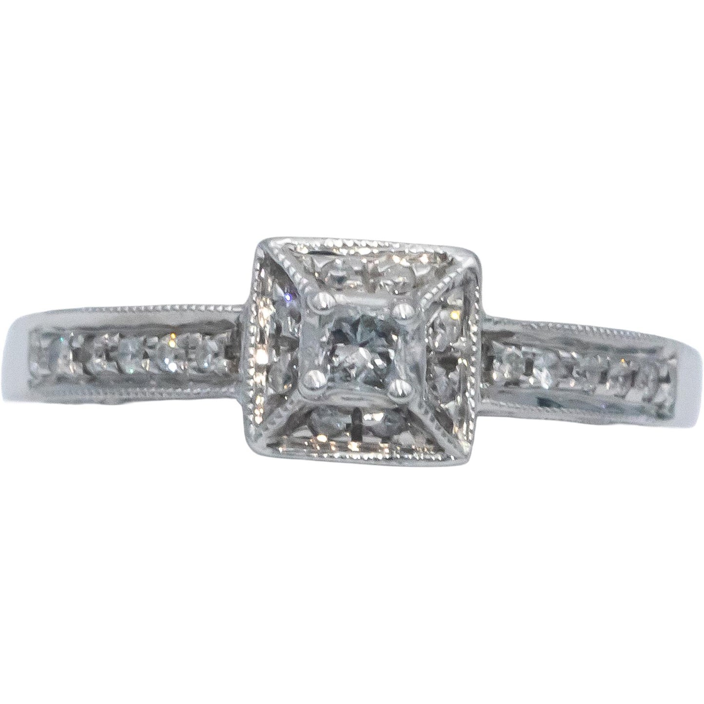 14k White Gold 0.30CT Diamond Engagement Ring Size 6.75