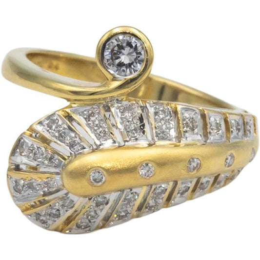 18k Yellow Gold 0.48CT VS Round Cut Diamond Cocktail Ring Size 7