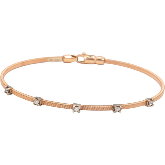 Italy 14k Rose Gold 0.15CT VS Round Cut Diamond Five Stone Bracelet