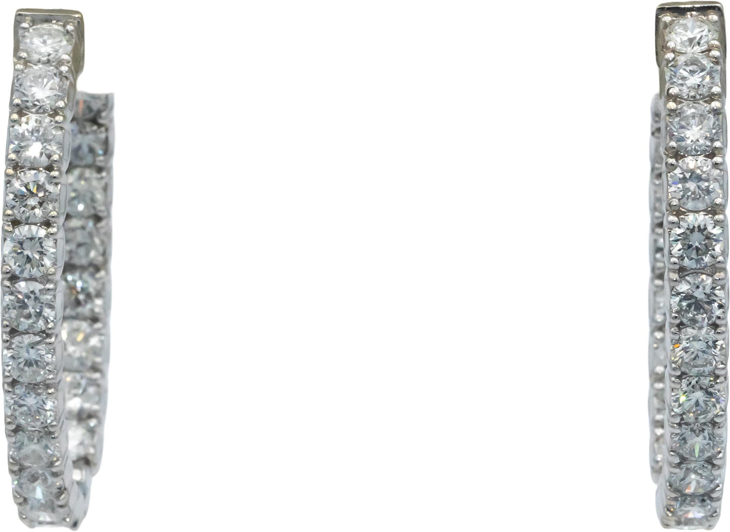 18k White Gold Round Cut Diamond Inside Out Oval Hoop Earrings 13.96CT