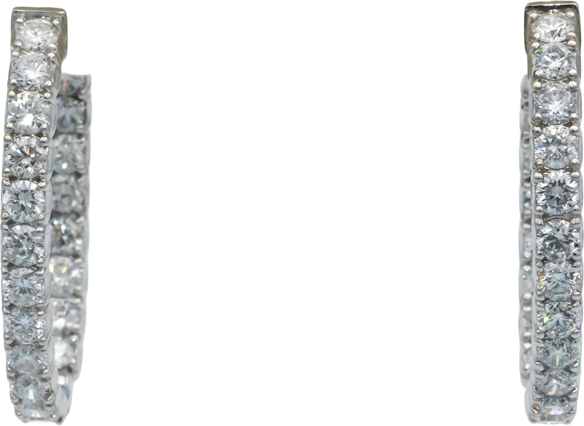 18k White Gold Round Cut Diamond Inside Out Oval Hoop Earrings 13.96CT