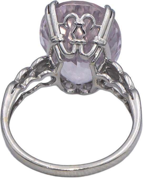 14k White Gold 12.02CT Diamond and Kunzite Cocktail Ring Size 7.25