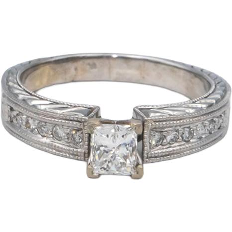 14k White Gold Diamond Engagement Ring 1.25CT w/ 1.0CT Center Size 9.25