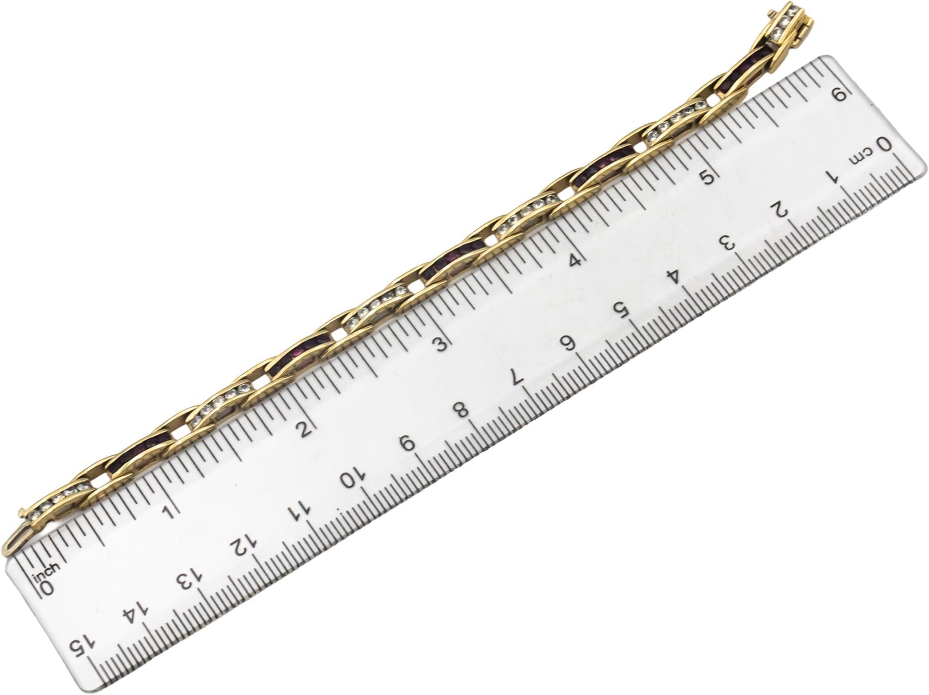 14k Yellow Gold 2.50CT VS Diamond and Ruby Fancy Link Bracelet