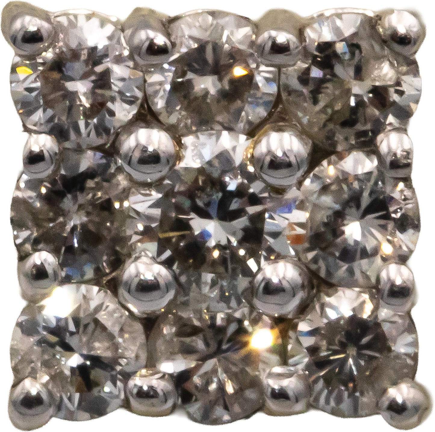 14k White Gold 1.60CT Round Cut Diamond Square Stud Earrings